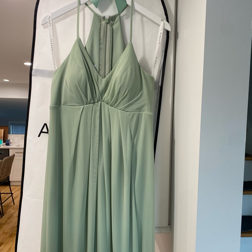 Azazie Annabelle Maternity Dusty Sage Bridesmaid Dress Size 8